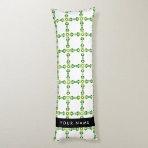Leaf Pattern, Green Leaves, Your Name Body Cushion