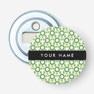 Leaf Pattern, Green Leaves, Your Name Bottle Opener