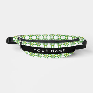 Leaf Pattern, Green Leaves, Your Name Bum Bags