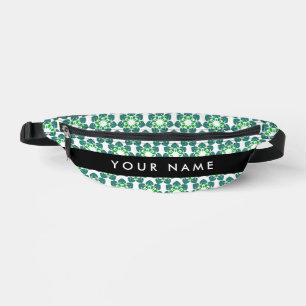 Leaf Pattern, Green Leaves, Your Name Bum Bags