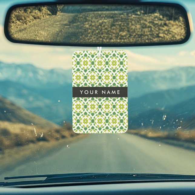 Leaf Pattern, Green Leaves, Your Name Car Air Freshener (Creator Uploaded)