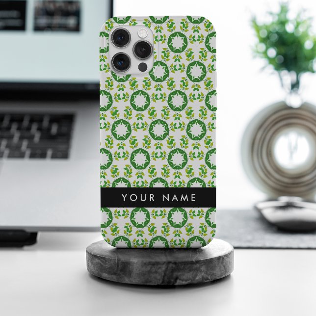 Leaf Pattern, Green Leaves, Your Name Case-Mate iPhone Case (Creator Uploaded)