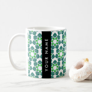 Leaf Pattern, Green Leaves, Your Name Coffee Mug