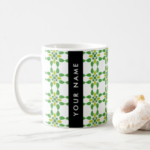 Leaf Pattern, Green Leaves, Your Name Coffee Mug