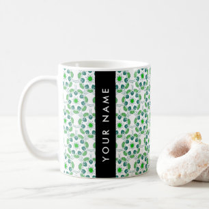 Leaf Pattern, Green Leaves, Your Name Coffee Mug