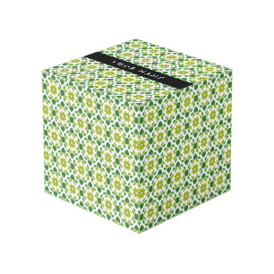 Leaf Pattern, Green Leaves, Your Name Cube