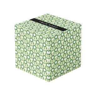 Leaf Pattern, Green Leaves, Your Name Cube