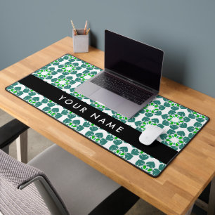 Leaf Pattern, Green Leaves, Your Name Desk Mat