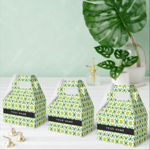 Leaf Pattern, Green Leaves, Your Name Favour Box