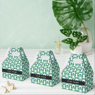 Leaf Pattern, Green Leaves, Your Name Favour Box
