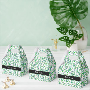 Leaf Pattern, Green Leaves, Your Name Favour Box
