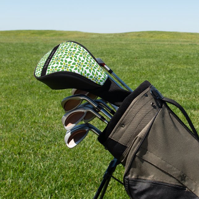 Leaf Pattern, Green Leaves, Your Name Golf Head Cover (In Situ)