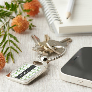 Leaf Pattern, Green Leaves, Your Name Key Ring