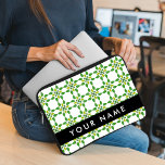Leaf Pattern, Green Leaves, Your Name Laptop Sleeve<br><div class="desc">Elegant,  stylish and sophisticated pattern with green leaves. Modern and trendy gift,  perfect for the nature lover in your life. Personalise by adding your name,  nickname,  monogram or initials.</div>