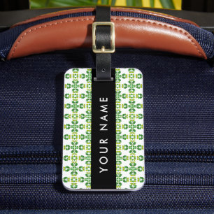 Leaf Pattern, Green Leaves, Your Name Luggage Tag