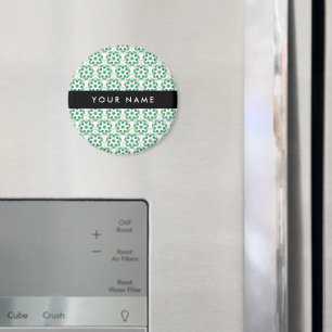 Leaf Pattern, Green Leaves, Your Name Magnet