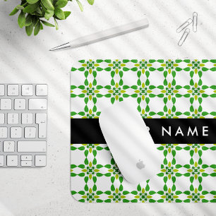Leaf Pattern, Green Leaves, Your Name Mouse Pad