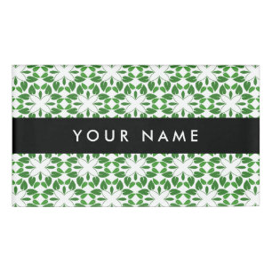 Leaf Pattern, Green Leaves, Your Name Name Tag