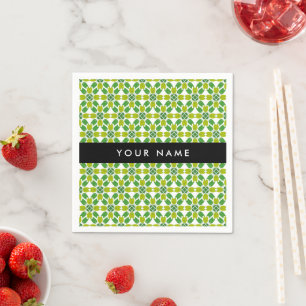 Leaf Pattern, Green Leaves, Your Name Napkin