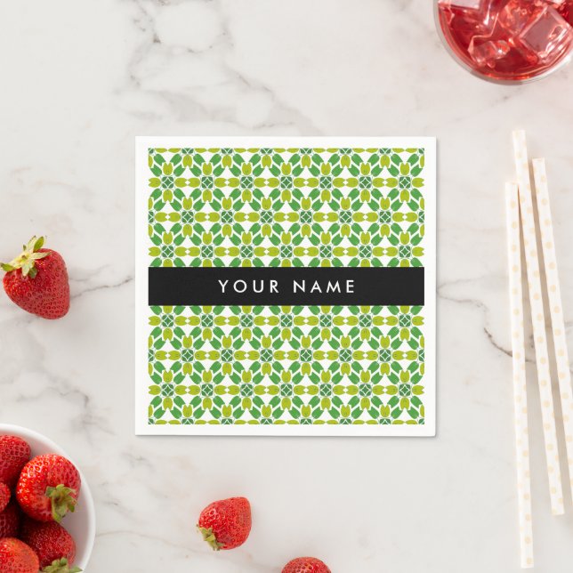 Leaf Pattern, Green Leaves, Your Name Napkin (Insitu)