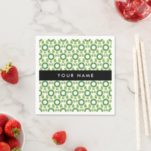 Leaf Pattern, Green Leaves, Your Name Napkin