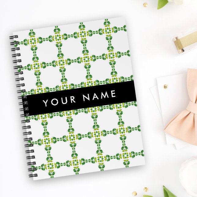 Leaf Pattern, Green Leaves, Your Name Notebook (Creator Uploaded)