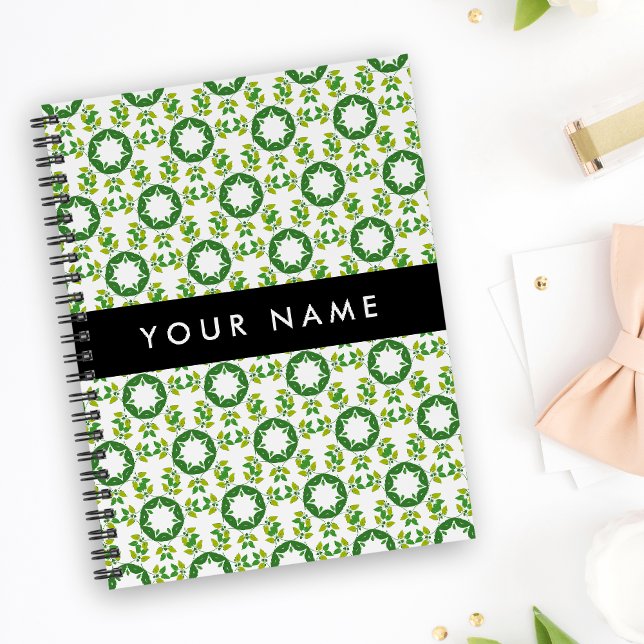 Leaf Pattern, Green Leaves, Your Name Notebook (Creator Uploaded)