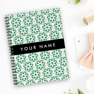 Leaf Pattern, Green Leaves, Your Name Notebook