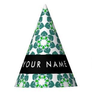 Leaf Pattern, Green Leaves, Your Name Party Hat
