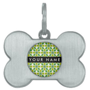 Leaf Pattern, Green Leaves, Your Name Pet ID Tag