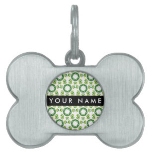 Leaf Pattern, Green Leaves, Your Name Pet ID Tag