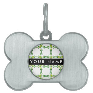 Leaf Pattern, Green Leaves, Your Name Pet ID Tag