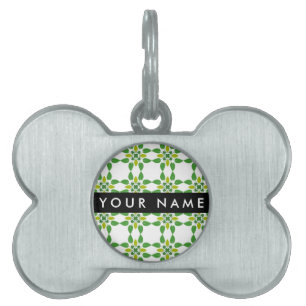 Leaf Pattern, Green Leaves, Your Name Pet ID Tag