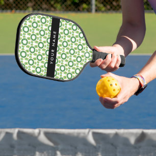 Leaf Pattern, Green Leaves, Your Name Pickleball Paddle