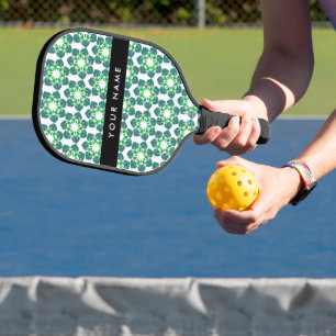 Leaf Pattern, Green Leaves, Your Name Pickleball Paddle
