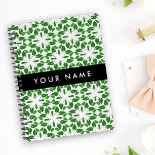 Leaf Pattern, Green Leaves, Your Name Planner