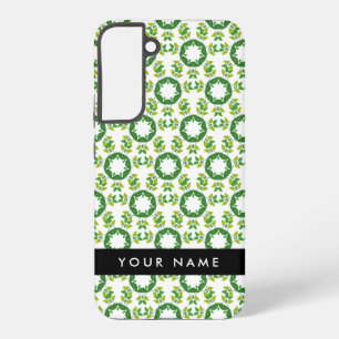 Leaf Pattern, Green Leaves, Your Name Samsung Galaxy Case