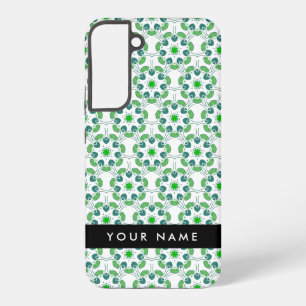 Leaf Pattern, Green Leaves, Your Name Samsung Galaxy Case