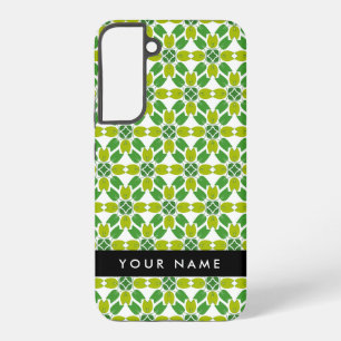 Leaf Pattern, Green Leaves, Your Name Samsung Galaxy Case