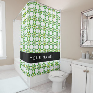 Leaf Pattern, Green Leaves, Your Name Shower Curtain