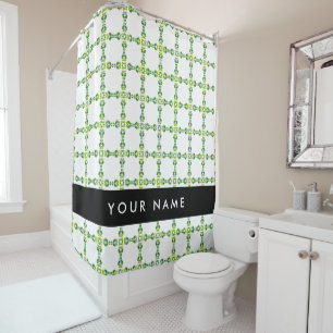 Leaf Pattern, Green Leaves, Your Name Shower Curtain