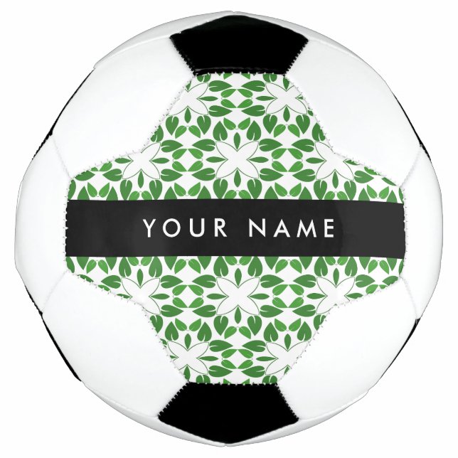 Leaf Pattern, Green Leaves, Your Name Soccer Ball (Front)