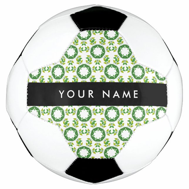 Leaf Pattern, Green Leaves, Your Name Soccer Ball (Front)