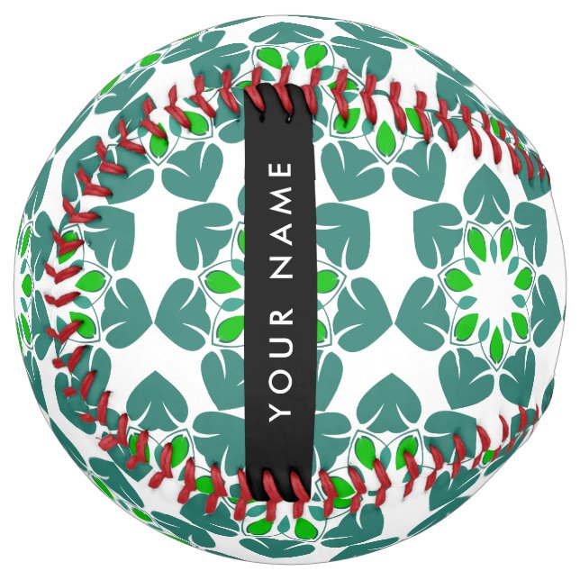 Leaf Pattern, Green Leaves, Your Name Softball (Front Left)