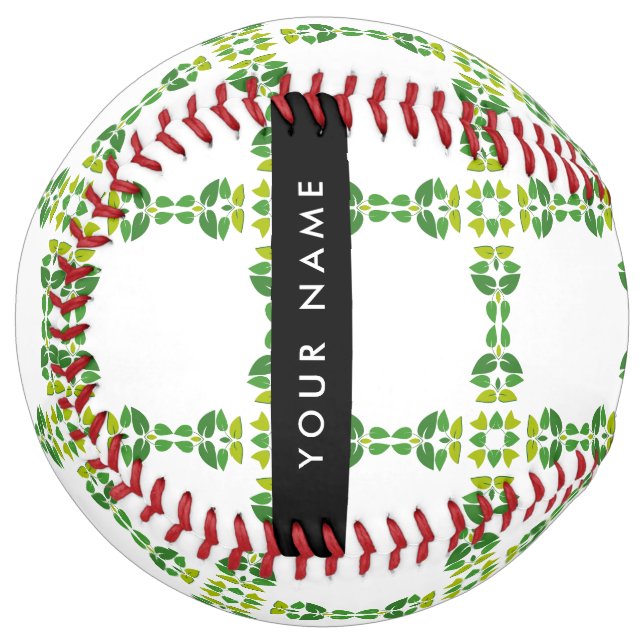 Leaf Pattern, Green Leaves, Your Name Softball (Front Left)
