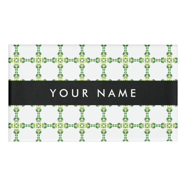 Leaf Pattern, Green Leaves, Your Name Tag (Front)