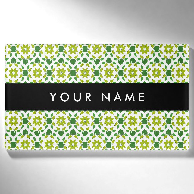 Leaf Pattern, Green Leaves, Your Name Tag (Front)