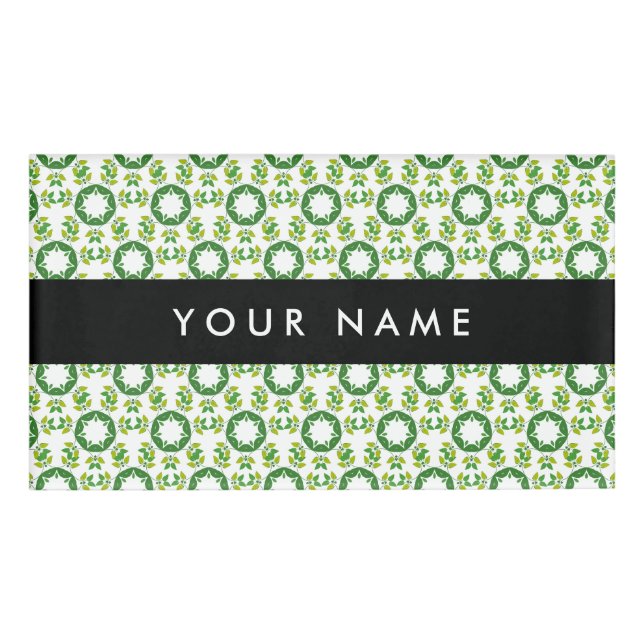 Leaf Pattern, Green Leaves, Your Name Tag (Front)
