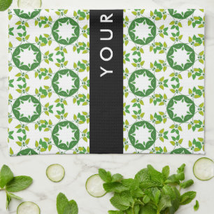 Leaf Pattern, Green Leaves, Your Name Tea Towel