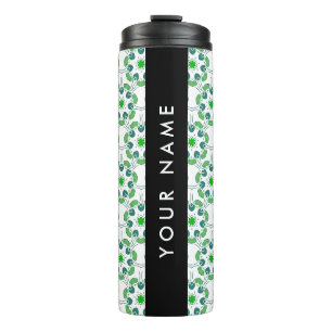 Leaf Pattern, Green Leaves, Your Name Thermal Tumbler
